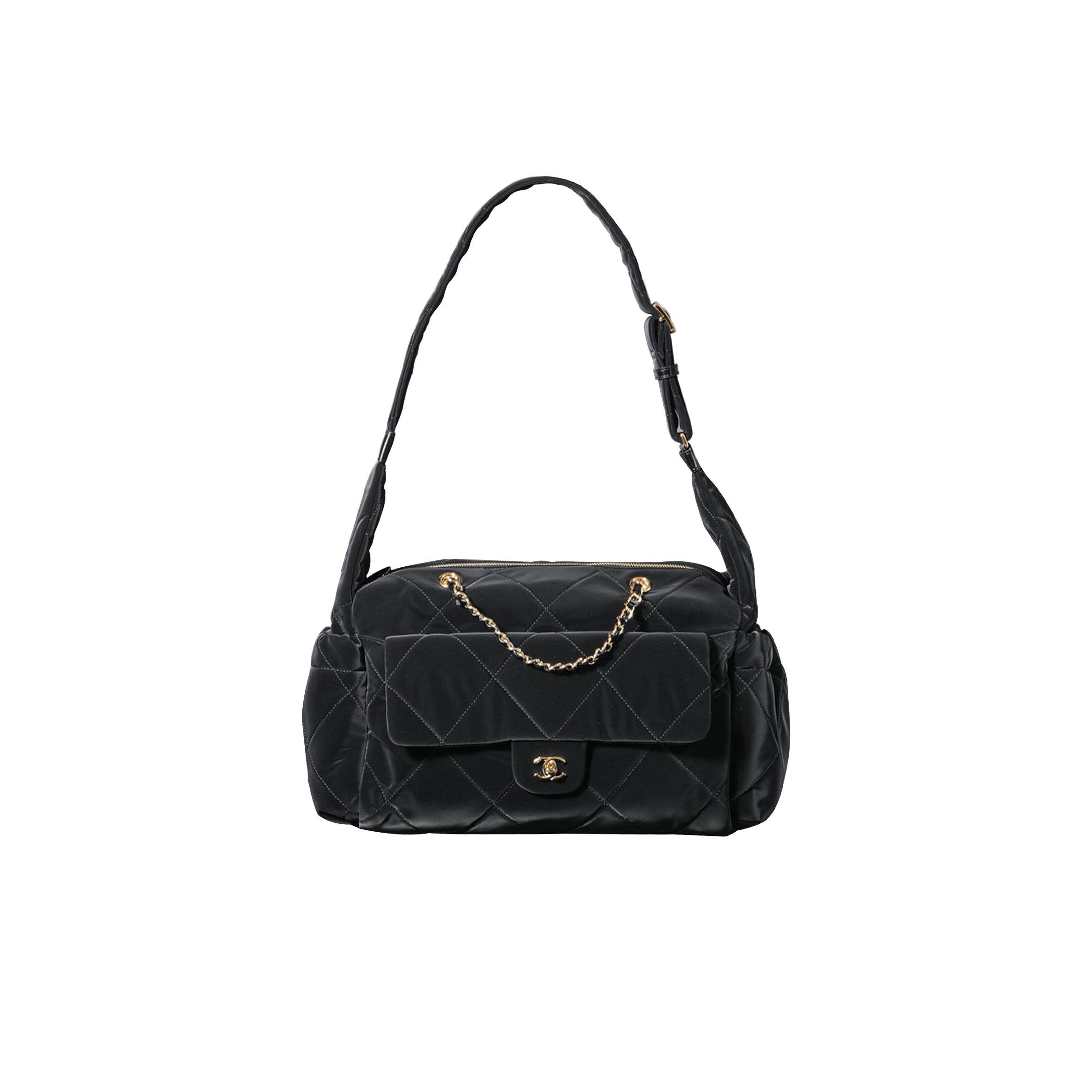 CHANEL 24N COCONEJU TWIST LOCK BOWLING BAG SHOULDER CROSSBODY BAG BLACK AS5055 (44*22*18cm)